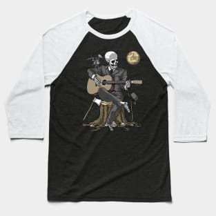 Skeleton Guitar Player Baseball T-Shirt